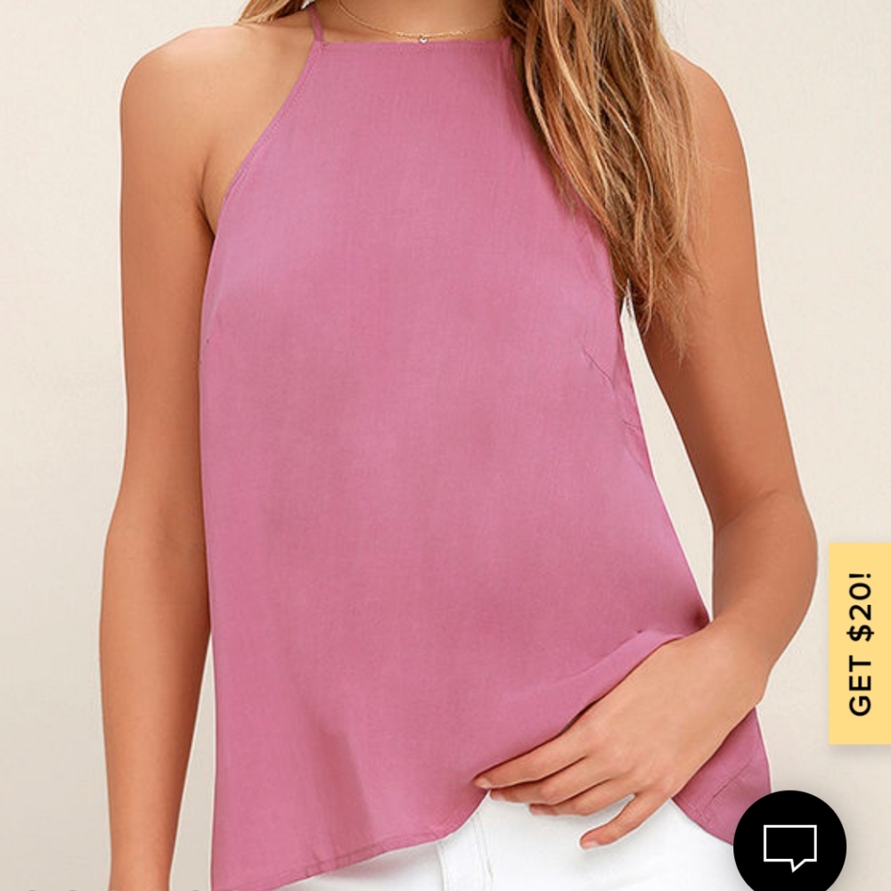 Pink lace back tank